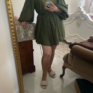 Chic Olive Green Mini Dress